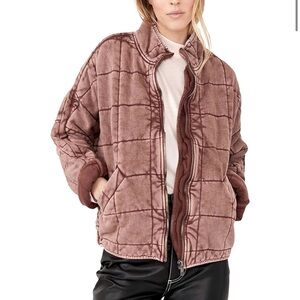 Free People Dolman Quilted Knit Jacket in Cherry Cola Size S